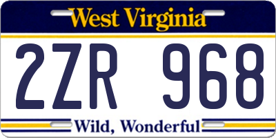 WV license plate 2ZR968