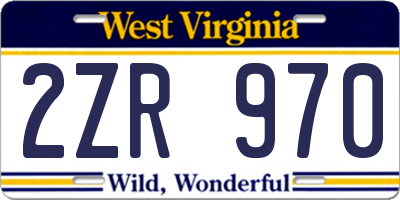 WV license plate 2ZR970