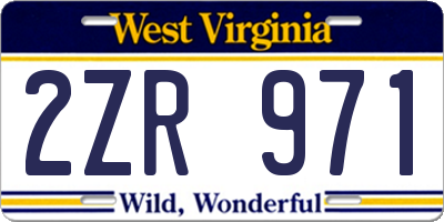 WV license plate 2ZR971