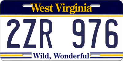 WV license plate 2ZR976