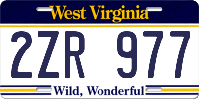 WV license plate 2ZR977