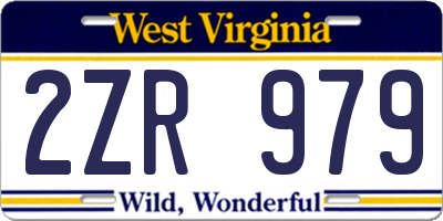 WV license plate 2ZR979