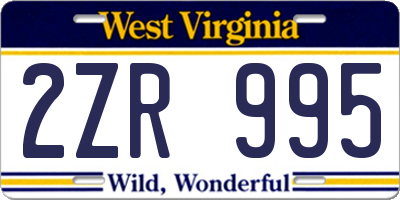 WV license plate 2ZR995