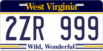 WV license plate 2ZR999