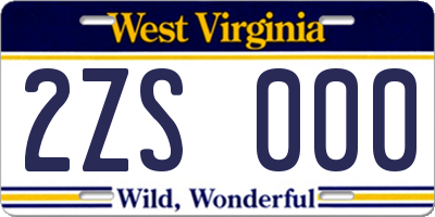 WV license plate 2ZS000