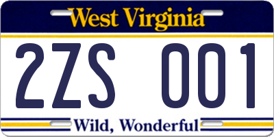 WV license plate 2ZS001