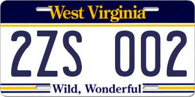 WV license plate 2ZS002