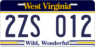 WV license plate 2ZS012
