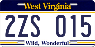WV license plate 2ZS015