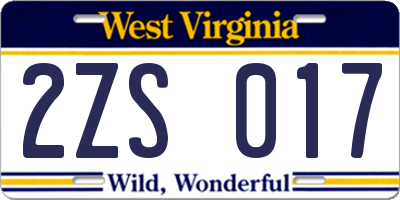 WV license plate 2ZS017