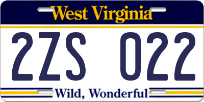 WV license plate 2ZS022
