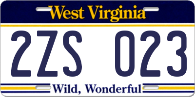 WV license plate 2ZS023