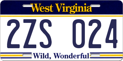 WV license plate 2ZS024
