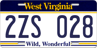 WV license plate 2ZS028