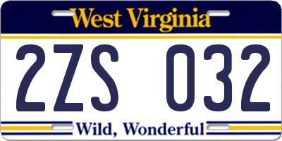 WV license plate 2ZS032