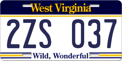 WV license plate 2ZS037