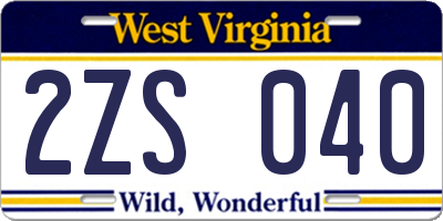 WV license plate 2ZS040