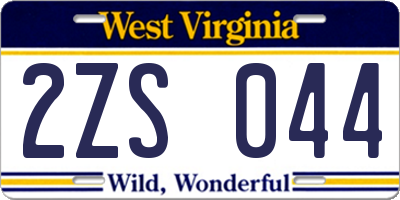 WV license plate 2ZS044