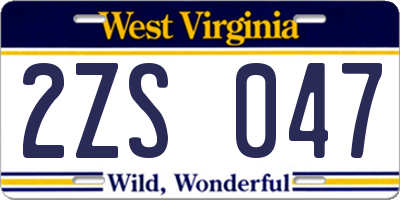WV license plate 2ZS047