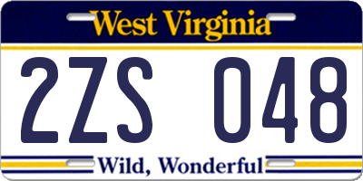 WV license plate 2ZS048