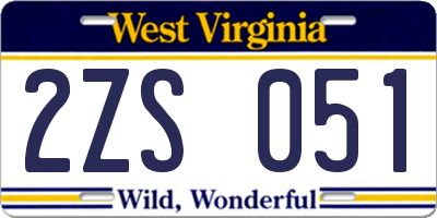 WV license plate 2ZS051