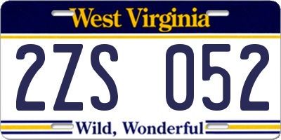 WV license plate 2ZS052