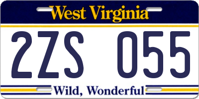 WV license plate 2ZS055