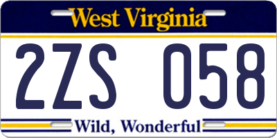 WV license plate 2ZS058