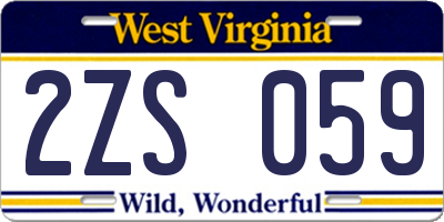 WV license plate 2ZS059