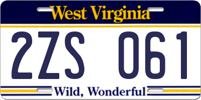 WV license plate 2ZS061