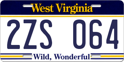 WV license plate 2ZS064