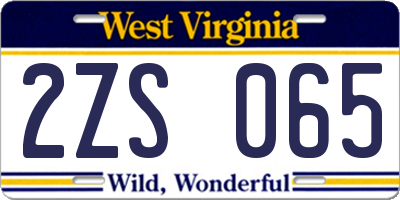 WV license plate 2ZS065