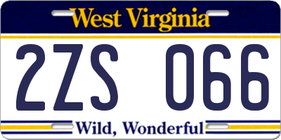 WV license plate 2ZS066