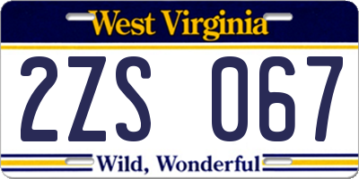 WV license plate 2ZS067