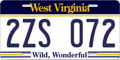WV license plate 2ZS072