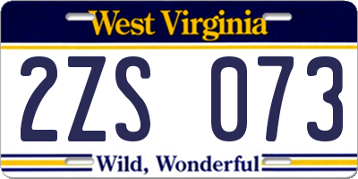 WV license plate 2ZS073