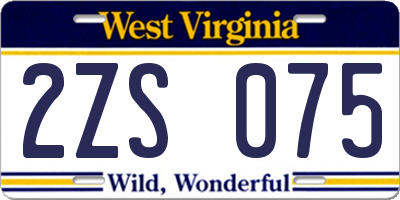 WV license plate 2ZS075