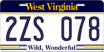 WV license plate 2ZS078
