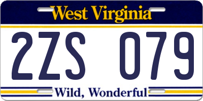 WV license plate 2ZS079