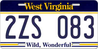 WV license plate 2ZS083