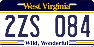 WV license plate 2ZS084