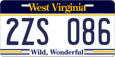 WV license plate 2ZS086