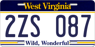 WV license plate 2ZS087