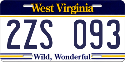 WV license plate 2ZS093