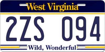 WV license plate 2ZS094