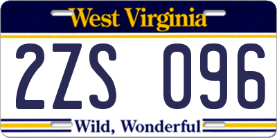 WV license plate 2ZS096