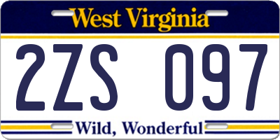 WV license plate 2ZS097
