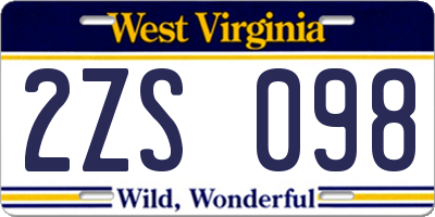 WV license plate 2ZS098