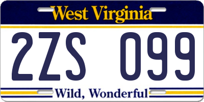 WV license plate 2ZS099