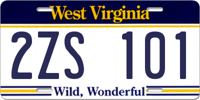 WV license plate 2ZS101